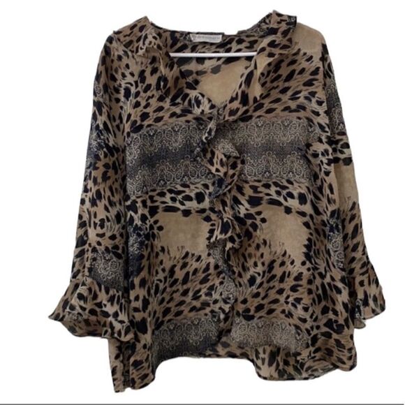 Dress barn Animal Print Sheer Top(Size 3X) - Picture 1 of 5